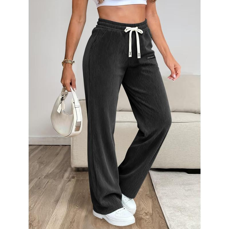 Women'S Essential Corduroy Pants, Lightweight and Breathable with Back Pockets and Drawstring, Perfect for Versatile Occasions