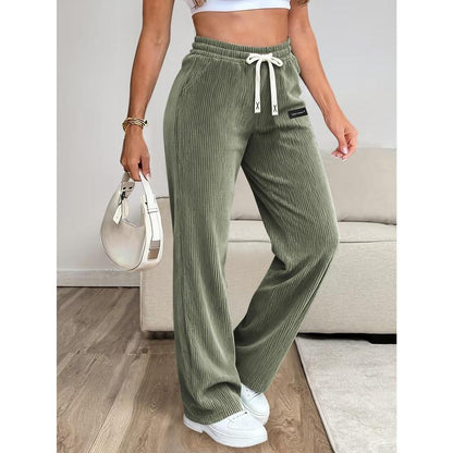 Women'S Essential Corduroy Pants, Lightweight and Breathable with Back Pockets and Drawstring, Perfect for Versatile Occasions