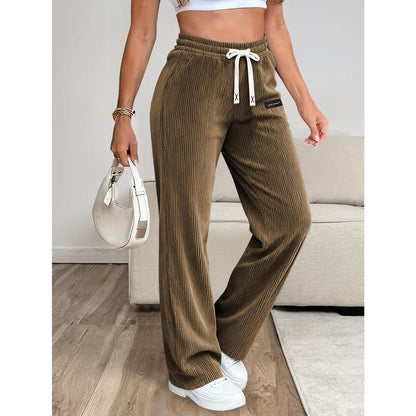 Women'S Essential Corduroy Pants, Lightweight and Breathable with Back Pockets and Drawstring, Perfect for Versatile Occasions