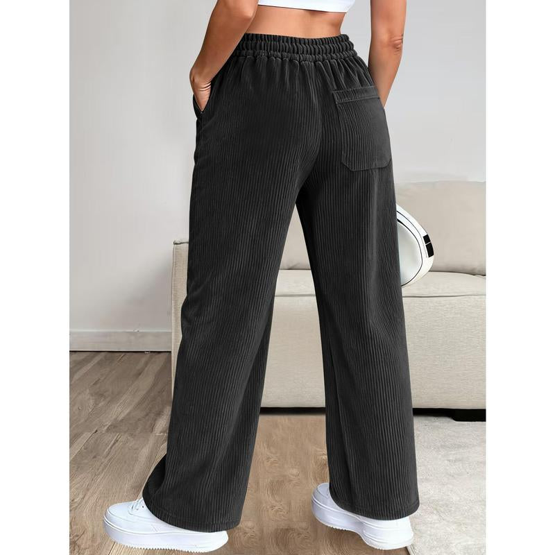 Women'S Essential Corduroy Pants, Lightweight and Breathable with Back Pockets and Drawstring, Perfect for Versatile Occasions
