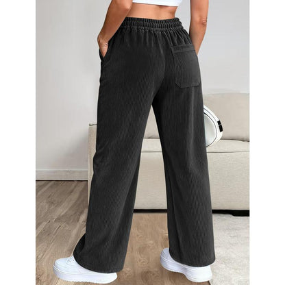 Women'S Essential Corduroy Pants, Lightweight and Breathable with Back Pockets and Drawstring, Perfect for Versatile Occasions