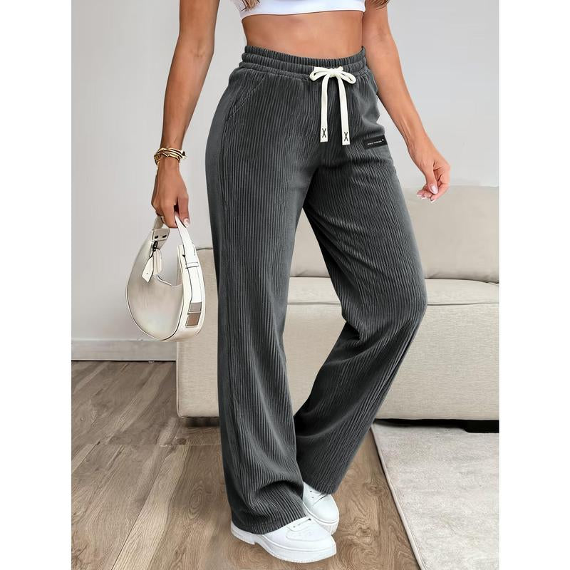 Women'S Essential Corduroy Pants, Lightweight and Breathable with Back Pockets and Drawstring, Perfect for Versatile Occasions