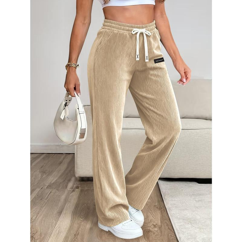 Women'S Essential Corduroy Pants, Lightweight and Breathable with Back Pockets and Drawstring, Perfect for Versatile Occasions
